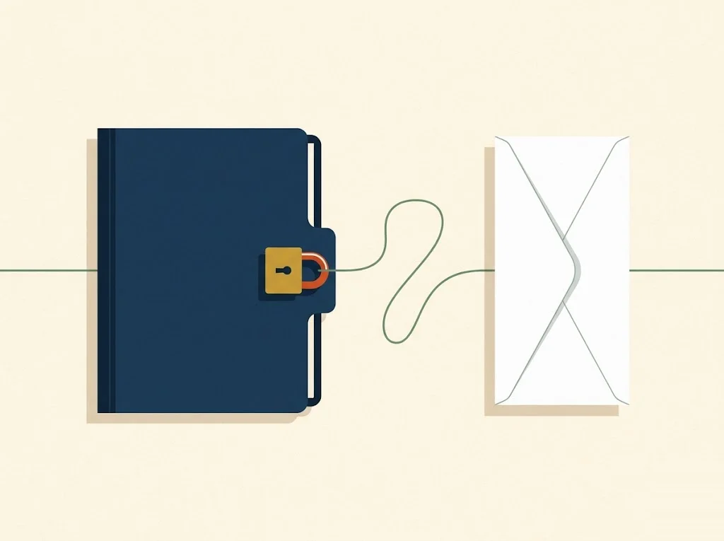 Editorial illustration on a paper-cream backdrop with Atlantic-navy and mustard accents showing a locked LexisNexis file folder beside a mailed FCRA dispute letter, debunking the freeze-before-disputing myth.