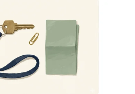 Single car key on a navy fabric lanyard resting on paper-cream with a mustard paperclip and a folded sage receipt — auto loan APR explained and how dealers mark it up.
