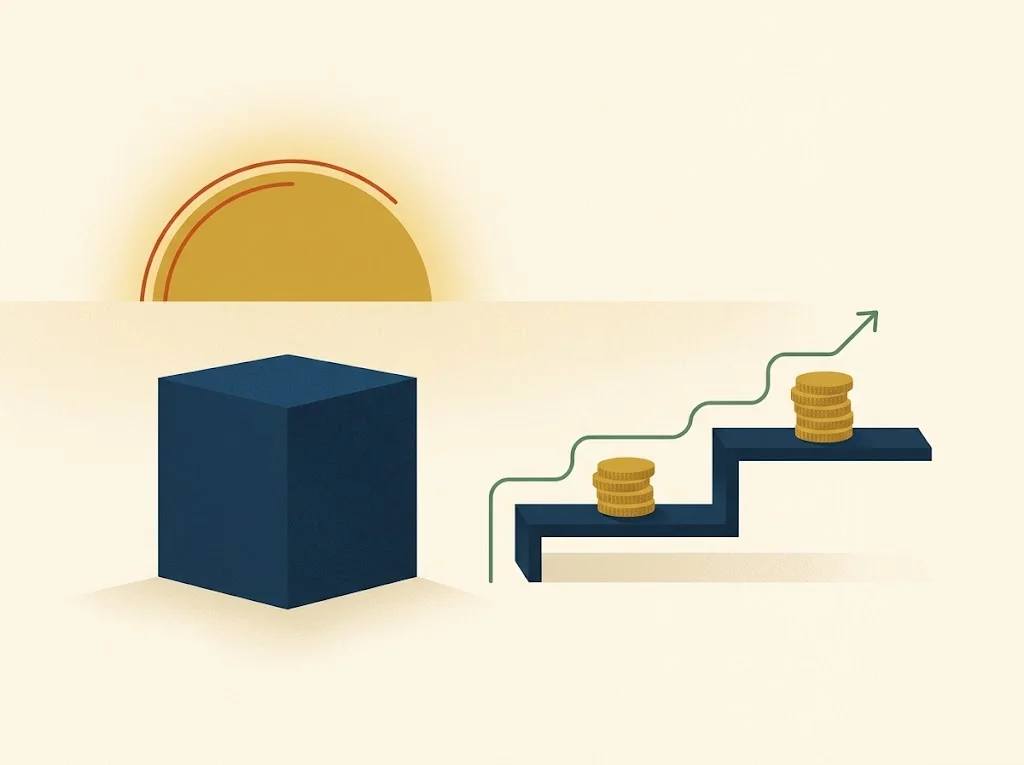 A calendar turning from 2026 to 2027 beside a rising bar chart labeled in millions of dollars — projected 2027 federal estate and gift tax exemption under OBBBA.